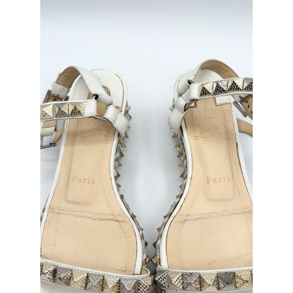 Christian Louboutin Cataclou 60 Cork White & Gold Platform Sandals Sz EU 37 - Picture 10 of 14